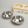 МИСКА AGNESS ДЛЯ ЖИВОТНЫХ ДВОЙНАЯ НА ПОДСТАВКЕ, 25,5Х13Х7 СМ