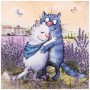 ФАРТУК "СИНИЕ КОТЫ. ЛАВАНДА", 100% ХЛОПОК,ТВИЛ, БЕЖ